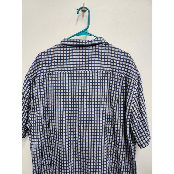 Tommy Bahama Mens Plaid Silk Blend Shirt XXL Blue Gray Button Up Short Sleeve - Picture 8 of 8